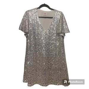 Buddy Love Taya Sequin Short Dress - Funfetti - L / Silver